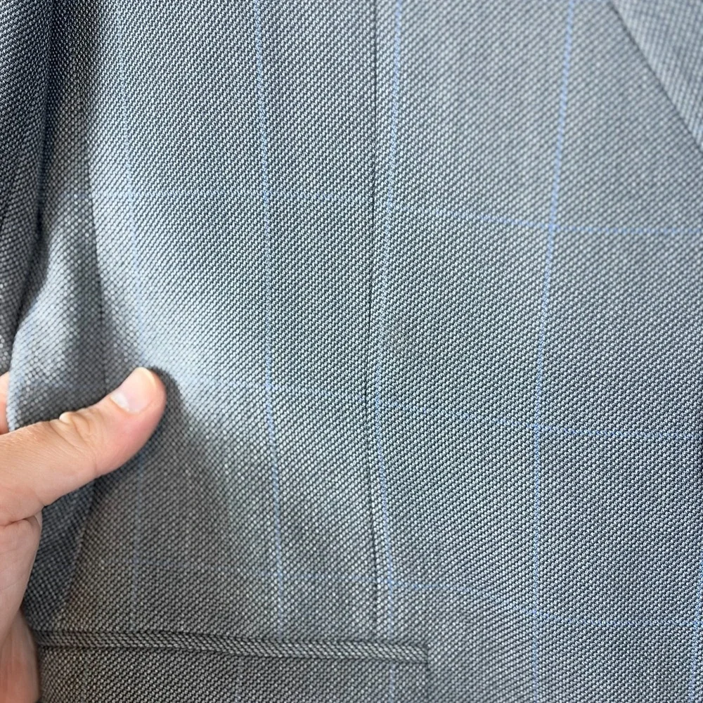Hickey Freeman Mens 40R Gray Check Wool Blazer Jacket Canterbury Single Breasted